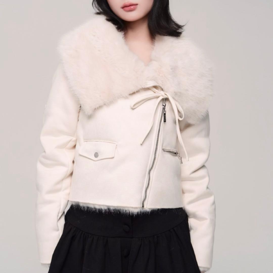 ジャケット・アウター Romance Suede Fur Jacket andwang