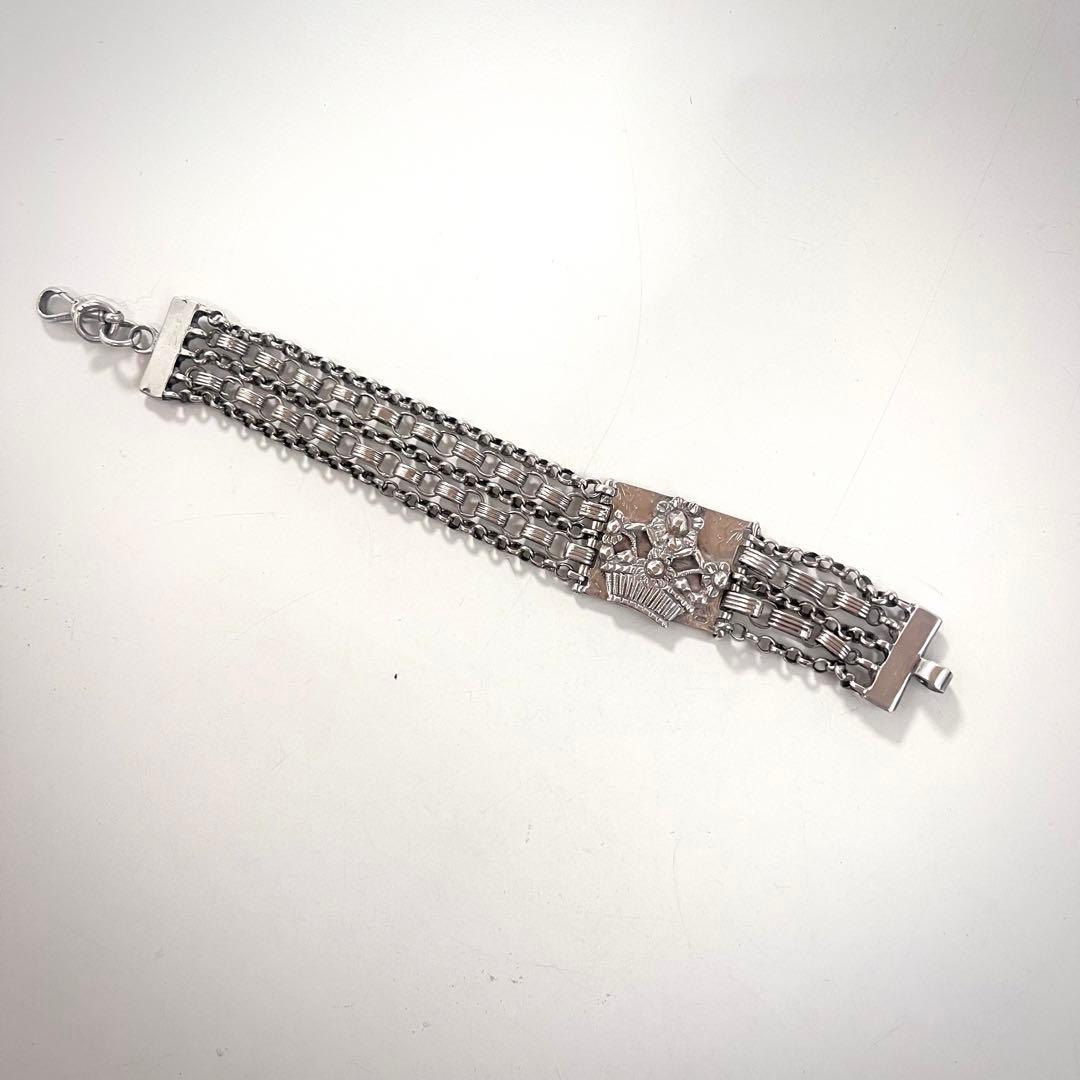 英国 イギリス ヴィンテージ 5連 チェーン ブレスレット シルバー 925