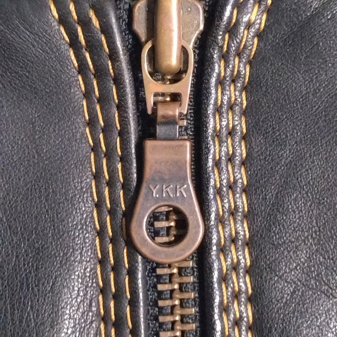 ヴィンテージ★総ステッチ リアルレザー 牛革 レザージャケット ネイビー M相当