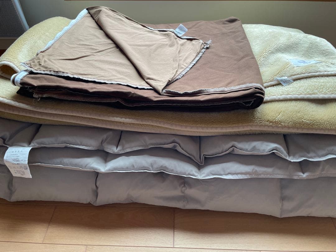 こたつ布団3点セット　フェザー入りヌード掛けふとん　布団カバー　中掛け毛布