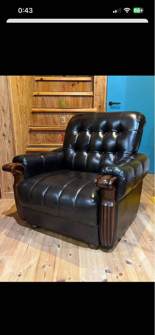 オールドカリモク　ヴィンテージソファ ミッドセンチュリー レザー 1脚