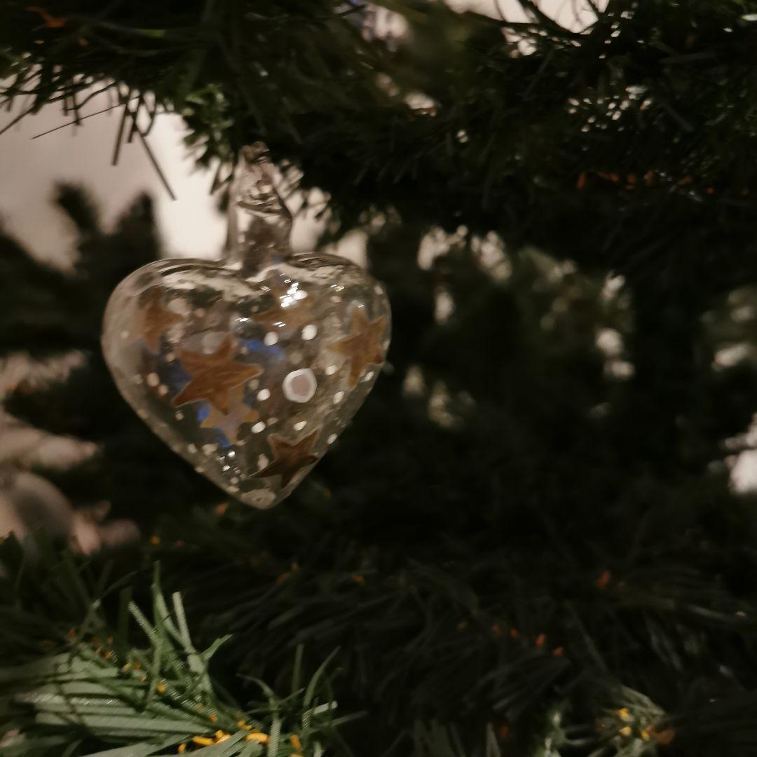 クリスマス　ガラスオーナメント　ハート　　オーナメントボール