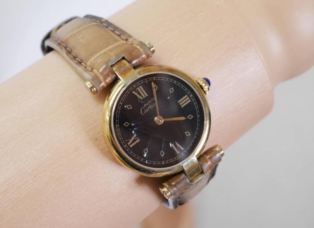 【稼働中】カルティエ マストヴァンドーム 925 ゴールド 電池式 腕時計