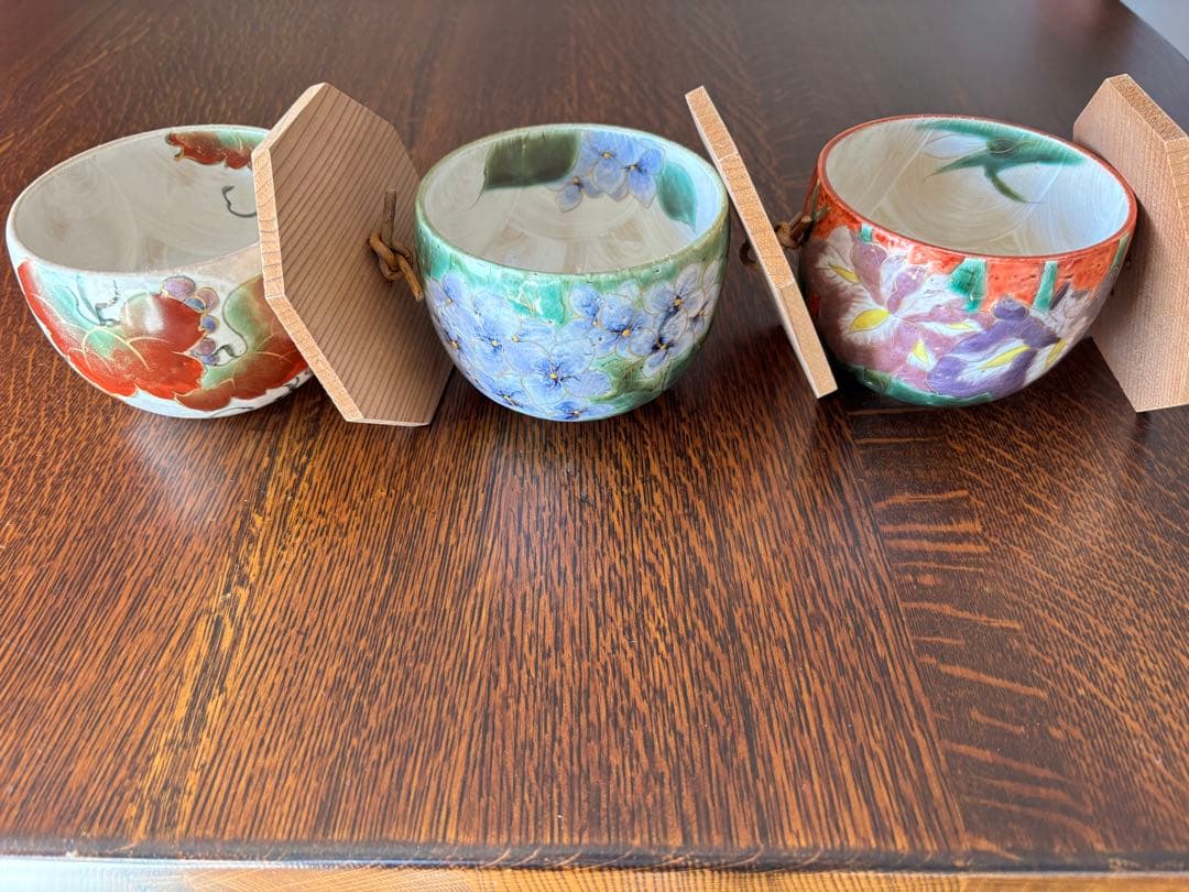 京焼　清水焼　蓋付き飯椀3個セットB