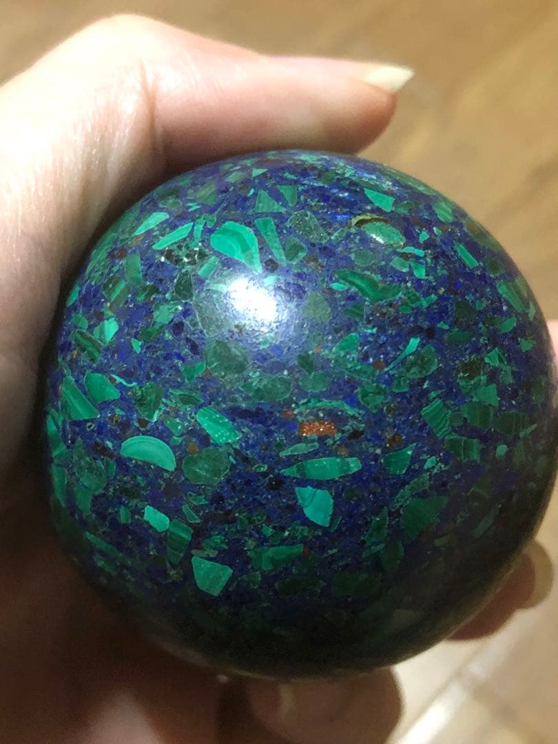 アズロマラカイト？　スフィア丸玉　約5センチ【匿名配送】