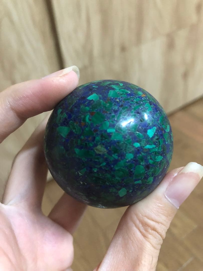 アズロマラカイト？　スフィア丸玉　約5センチ【匿名配送】