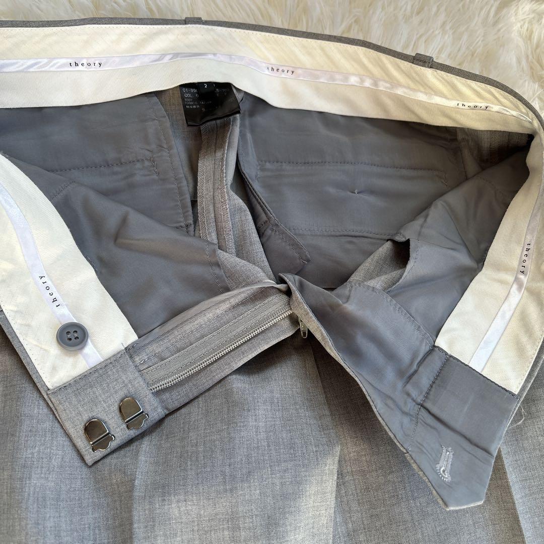 【現行タグ】セオリー ノーカラー グレー　パンツスーツ LANAI ウール