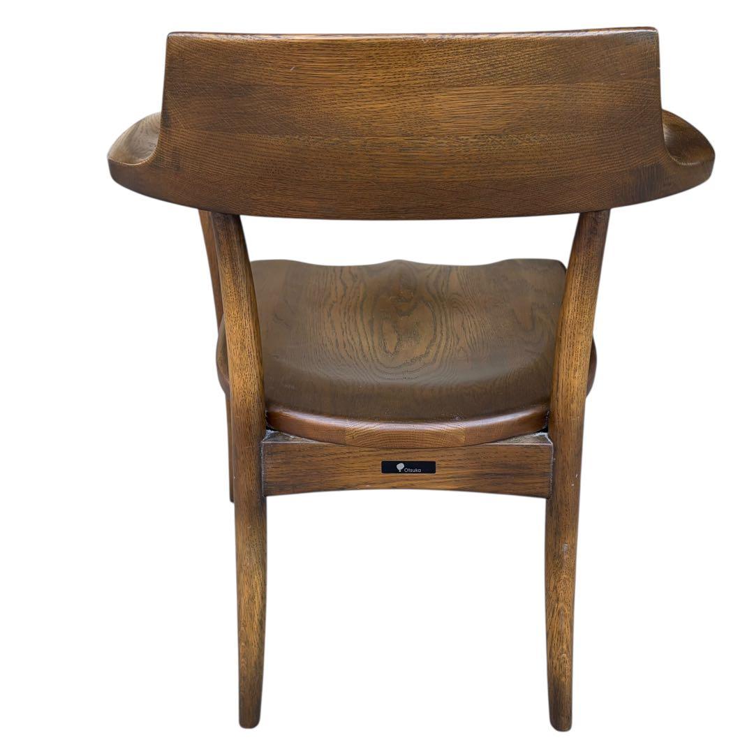 【希少】大塚家具 アームチェア ダイニングチェア 板座 ナラ材 ①