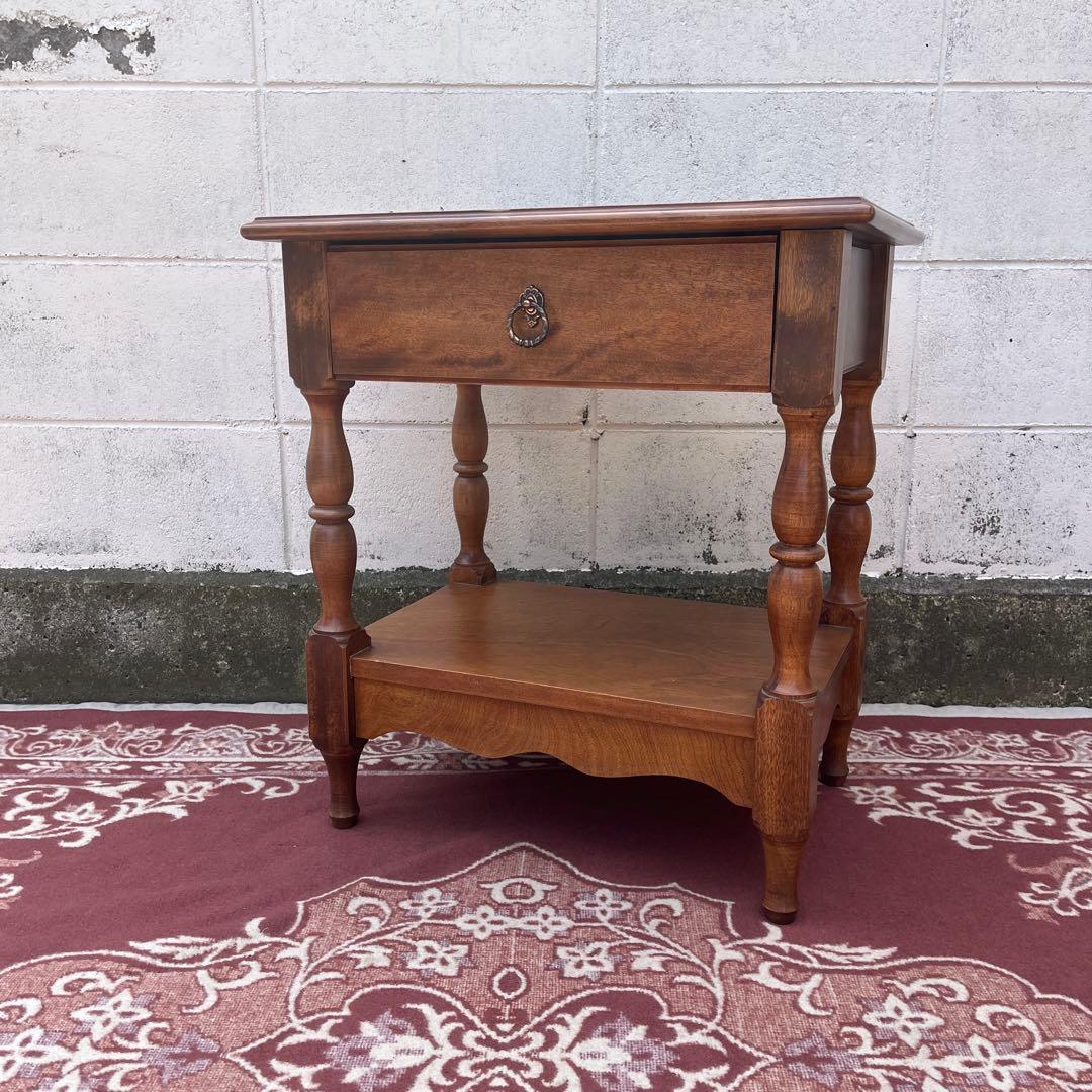 古家具ビンテージ品◾️引き出し付き 飾り棚 ディスプレイ棚 電話台 木製家具