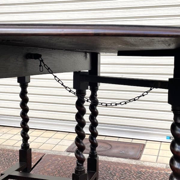 イギリスアンティーク　ゲートレッグバタフライテーブル　ツイストレッグ