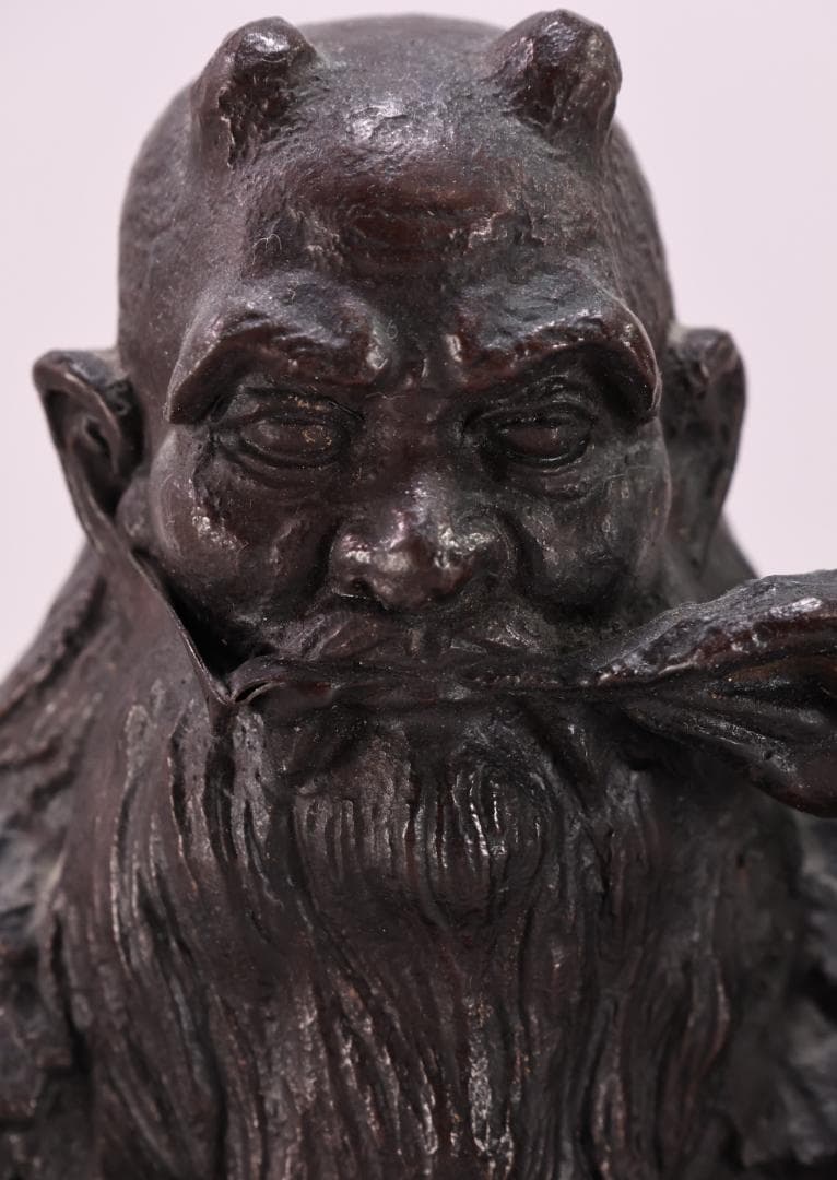 momo　金工 幸山 造 花押　「　鋳銅製　神農像　」　置物高2　BK65