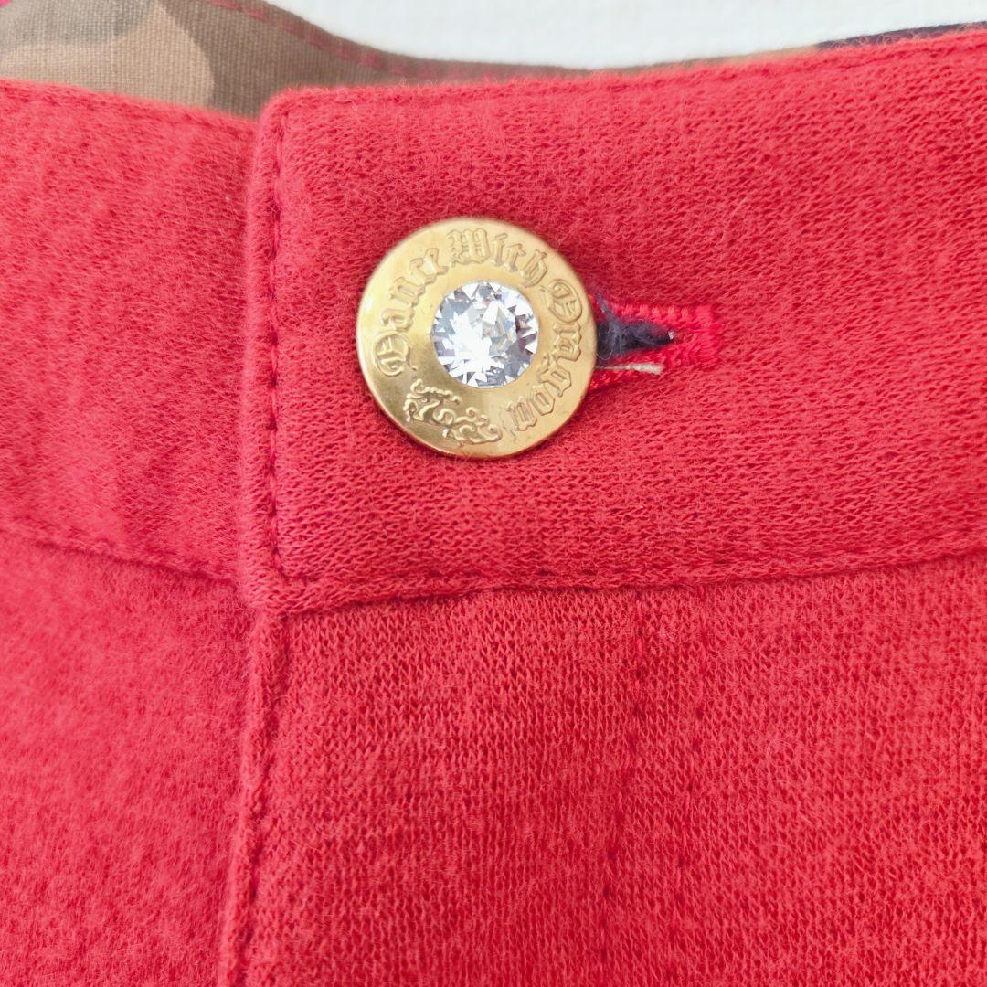 ​【定価3.4万】ダンスウィズドラゴン 豪華刺繍 ストレッチパンツ 4 XL 赤