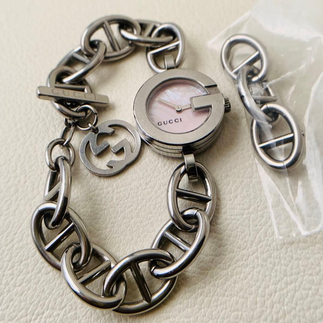 グッチ 時計 gg 107 アンカー ブレスレット トルグ ラウンド ピンク