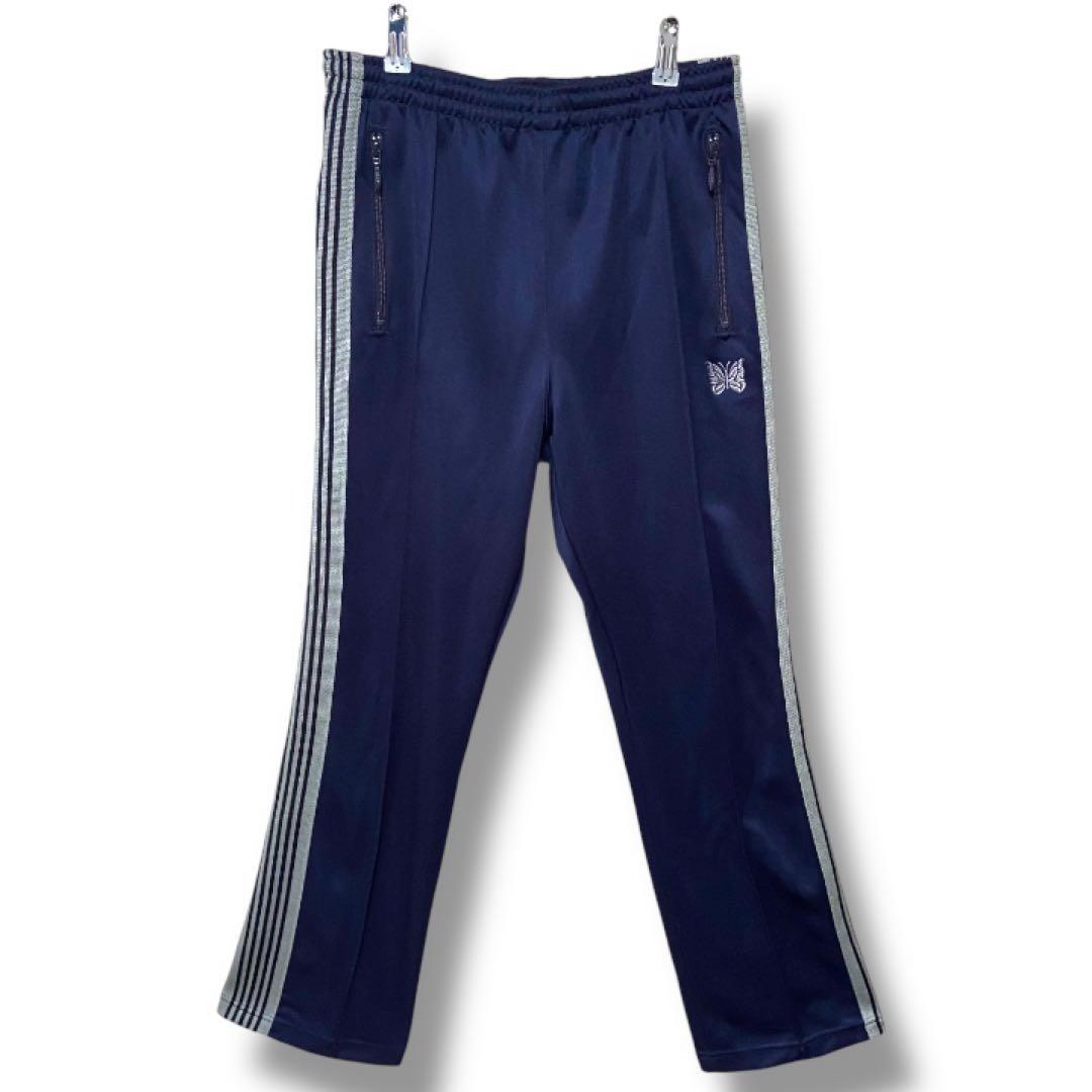 【極美品・タグ付き】Needles ニードルス トラックパンツ 紺 M 刺繍ロゴ