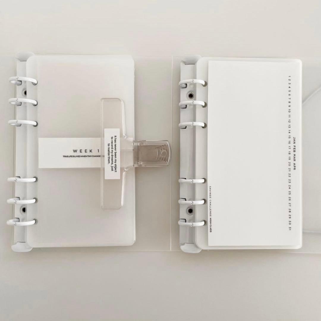 たまま　韓国　貯金　バインダー　リフィル　ダブルリングバインダー　白　8