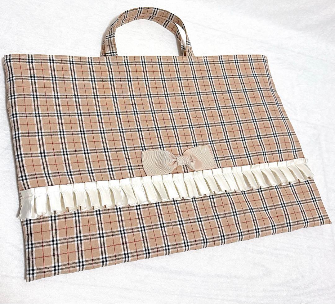 ベージュ◇チェック柄　女の子　入園入学３点セット◇