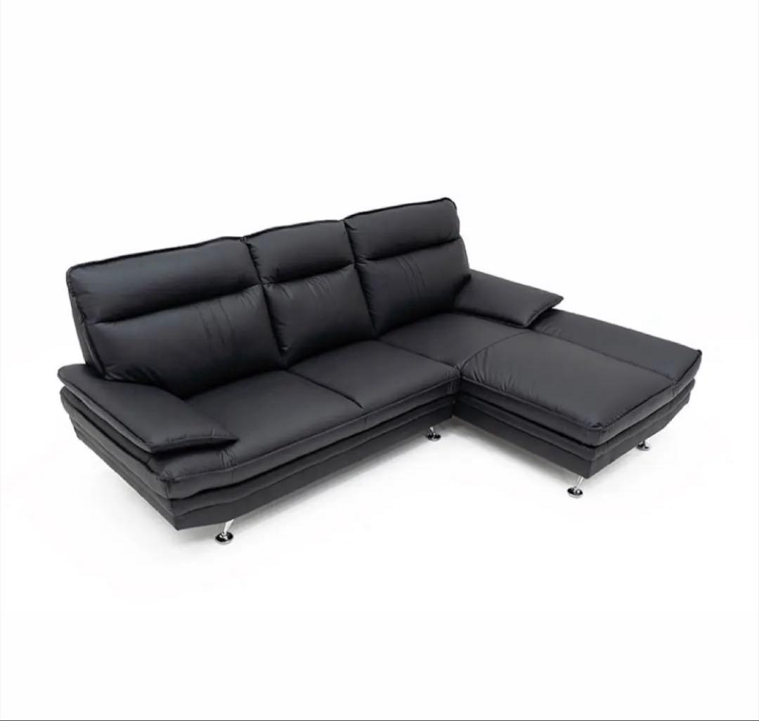 ★美品★3人用L型ソファ (2.32m×1.63m),汚れがつきにくいレザー