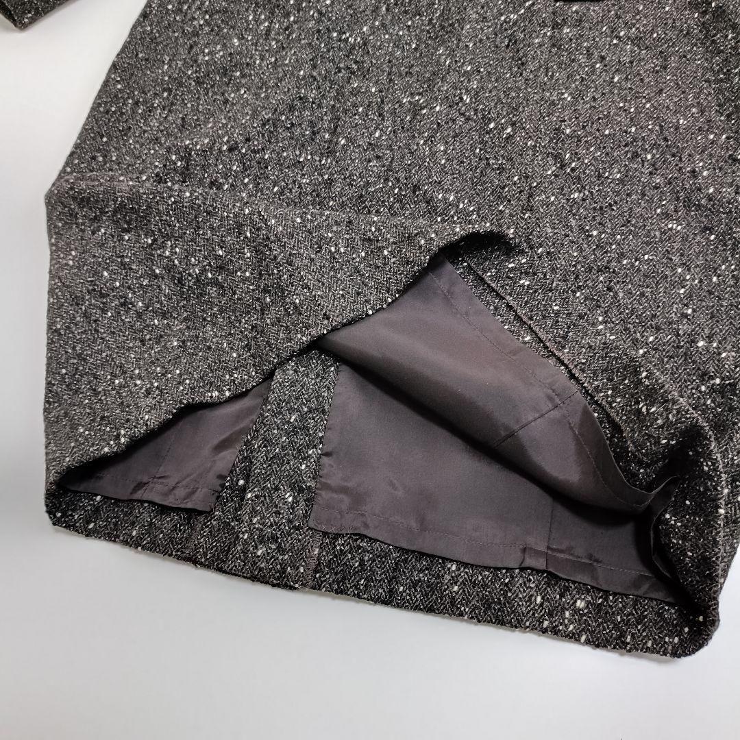 レリアン 13+ ヘリンボーン ツイードワンピース 大きいサイズ ブラウン系