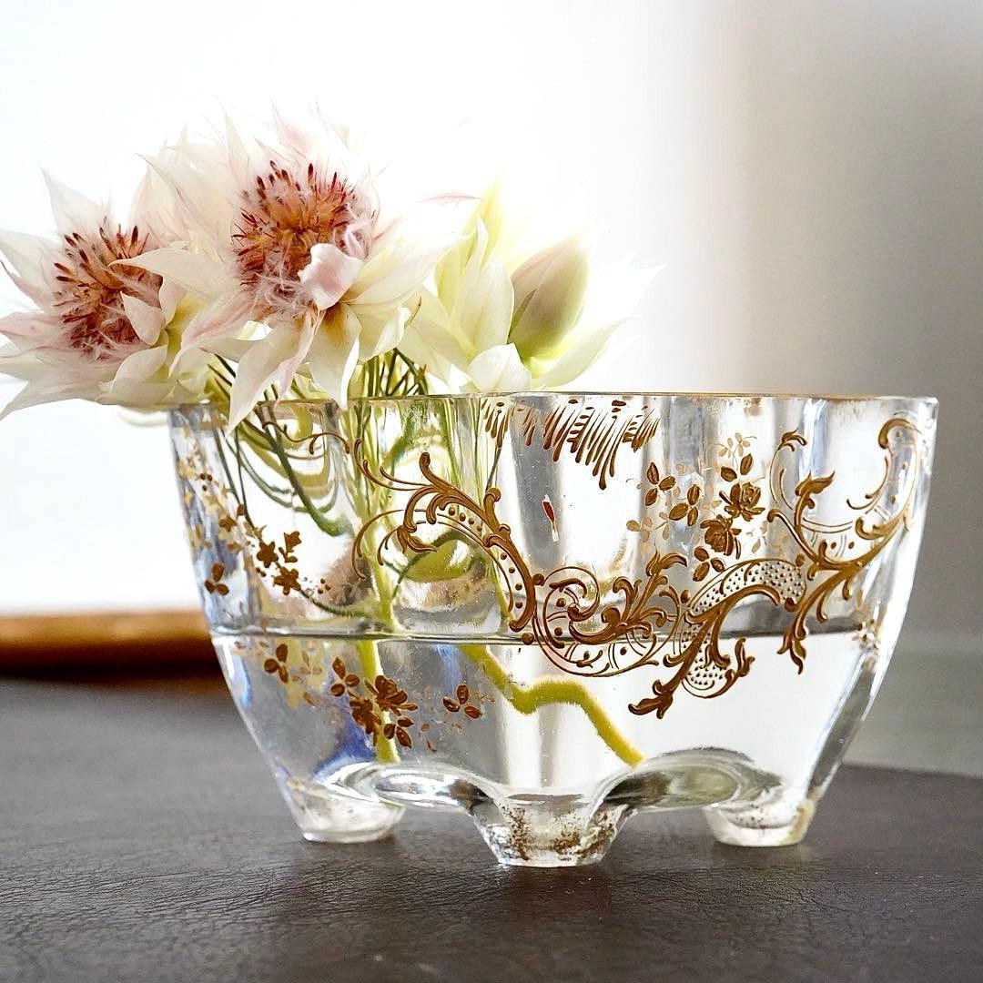 希少★金彩オールドバカラBACCARATルイ15様式★脚付花器ジャルディニエール