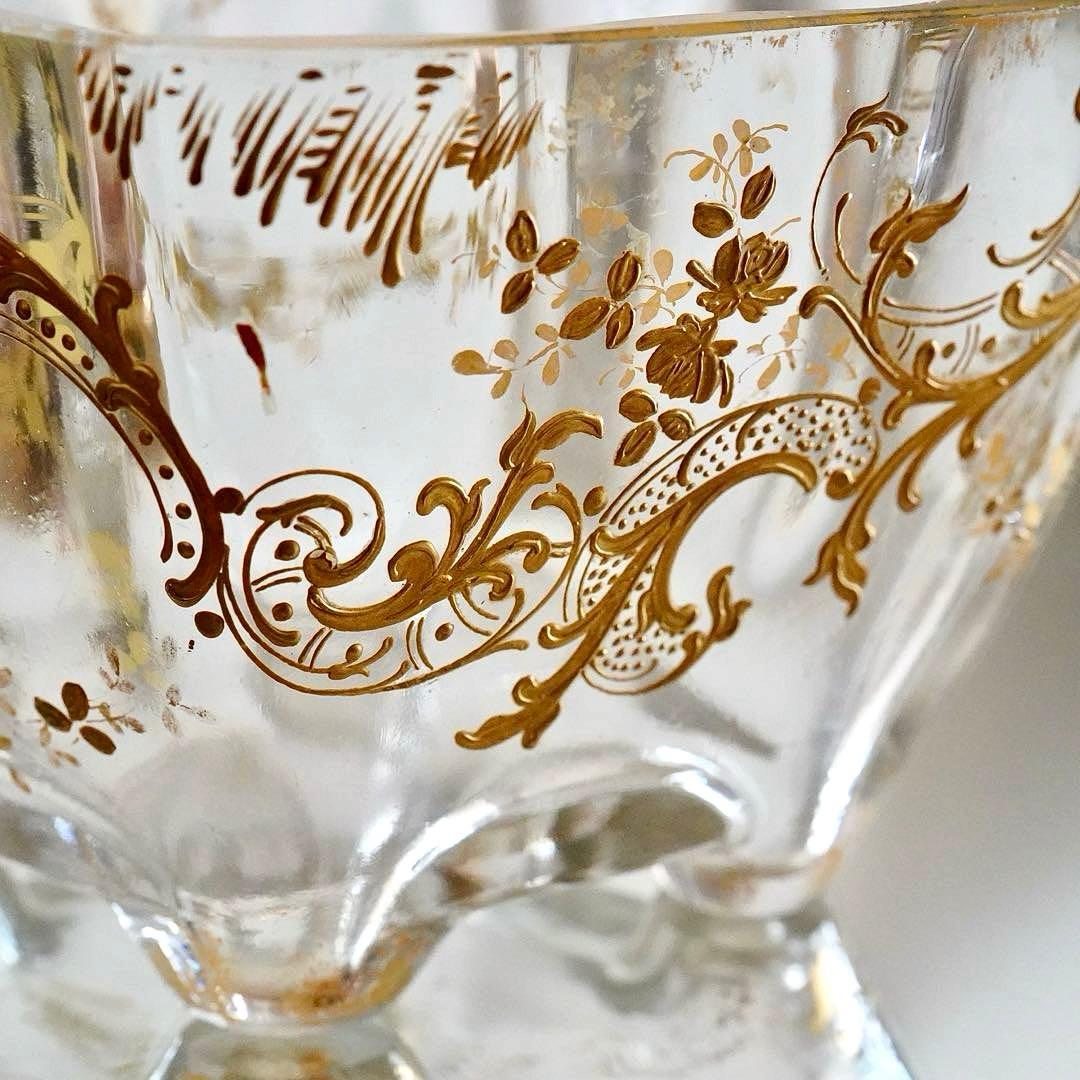 希少★金彩オールドバカラBACCARATルイ15様式★脚付花器ジャルディニエール