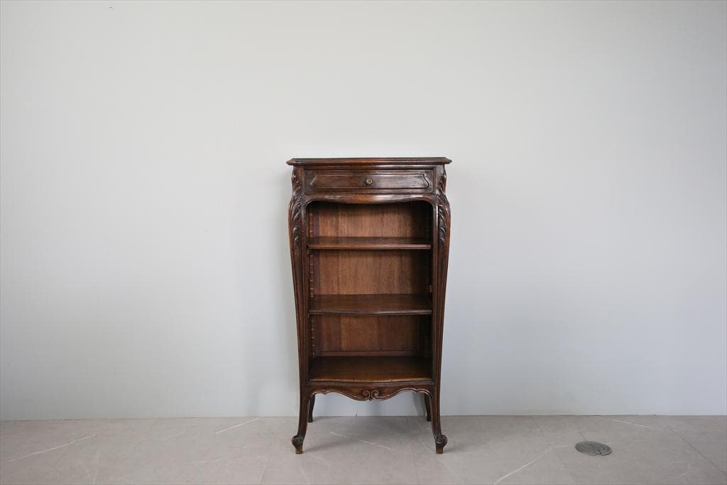 フランスアンティーク猫脚ブックシェルフ/木製本棚/飾り棚/食器棚(90-232)