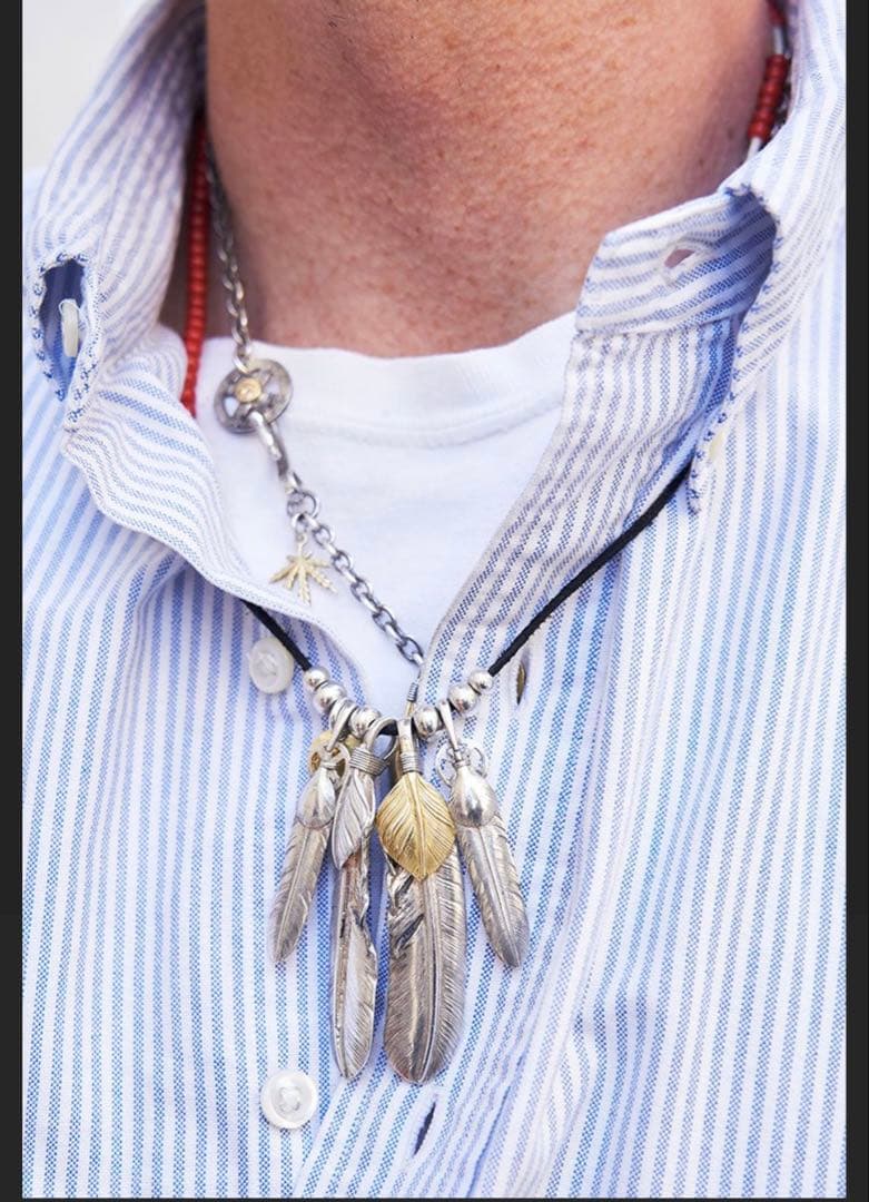 全金 グラス ネックレス トップ フェザー ハンドメイド ノーブランド 残1