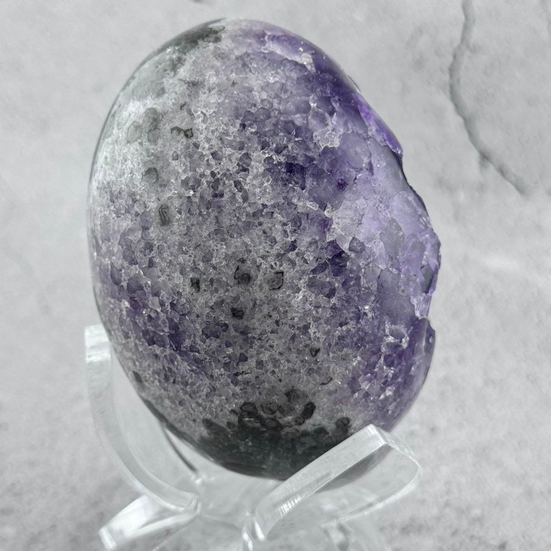 G-94濃紫アメジスト天然クラスタードーム 天然石 希少たまご型パワーストーン