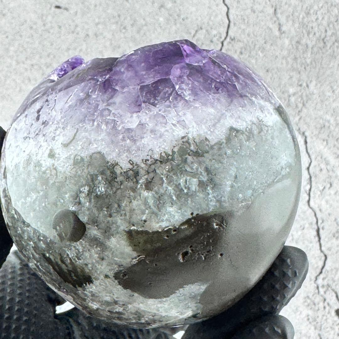 G-94濃紫アメジスト天然クラスタードーム 天然石 希少たまご型パワーストーン