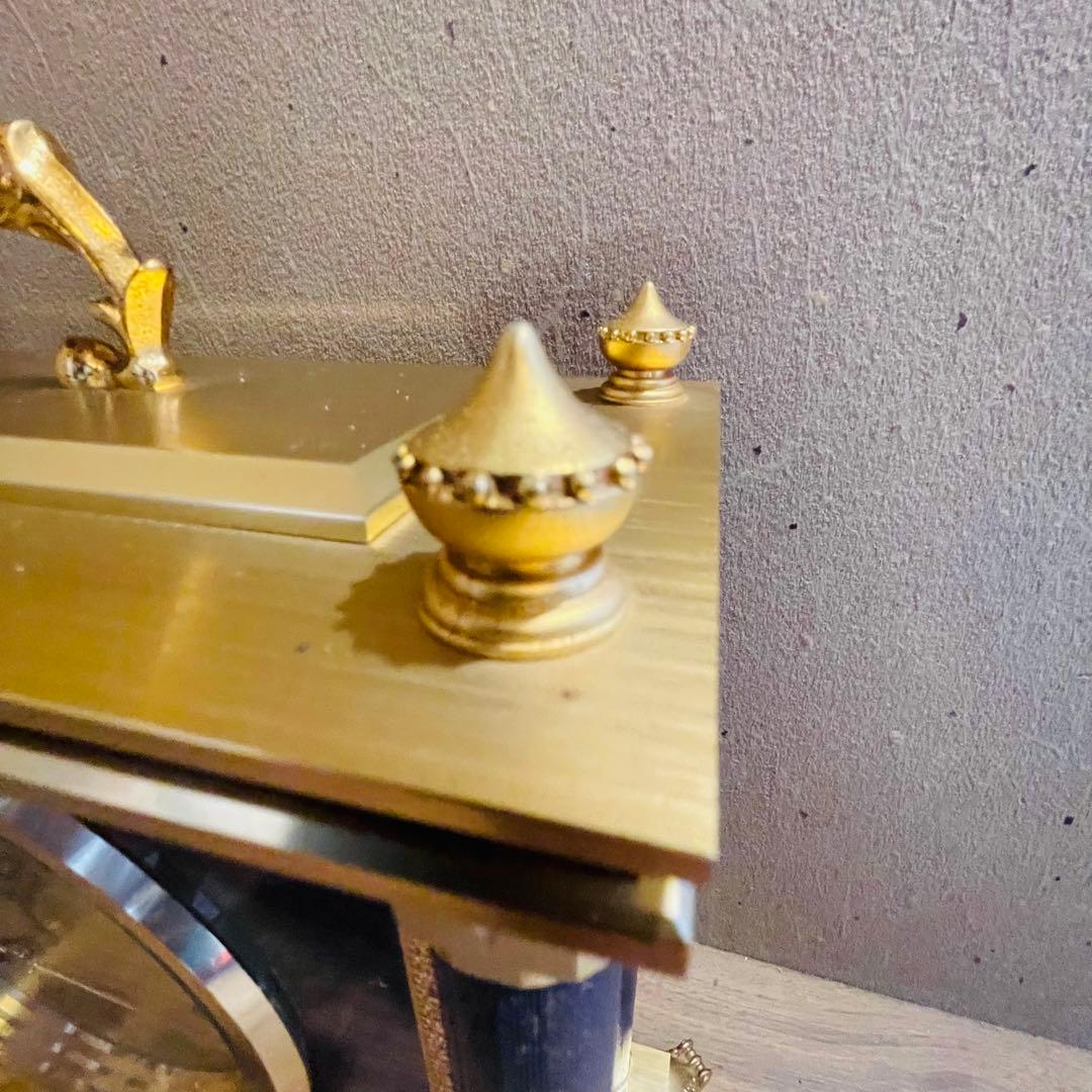 元箱付 SEIKO セイコー 置時計 QW416G ネイビー 薔薇 高級 豪華