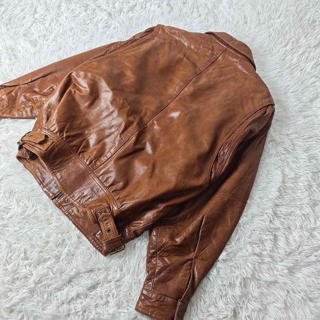 【高級】VINTAGE イタリア製 ラムレザー 短丈 ジャケット メンズ 46