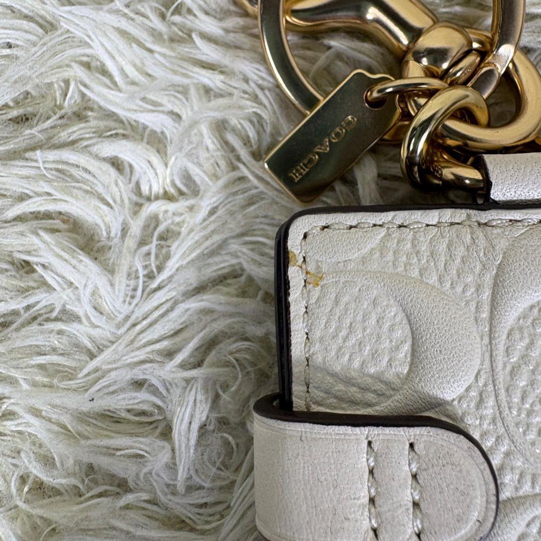 COACH コーチ キーホルダー チャーム シグネチャー フォトケース ホワイト