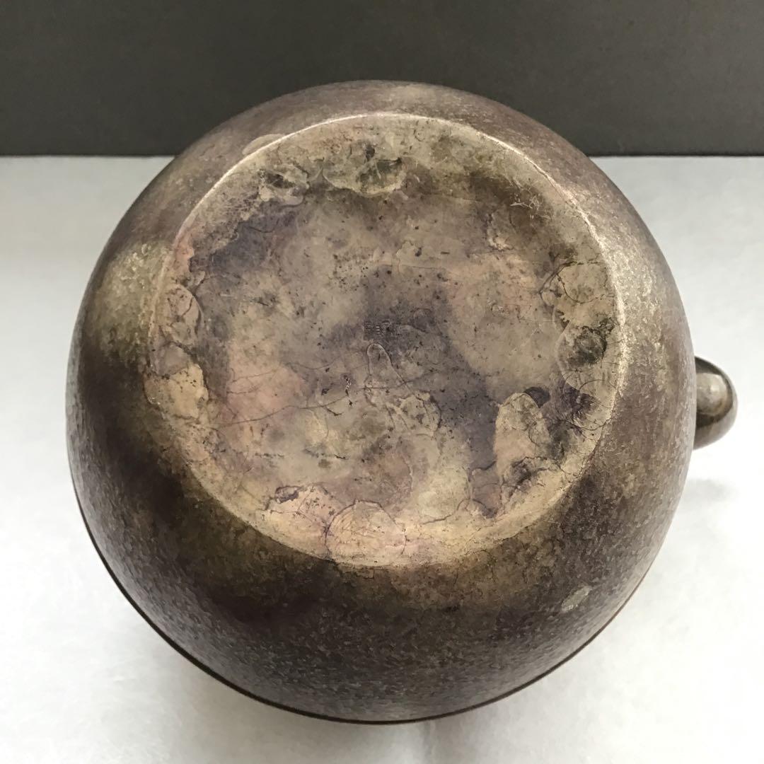 茶道具　湯沸　純銀望月形湯沸　目方百貮拾匁(約450g) 共箱　S218YW