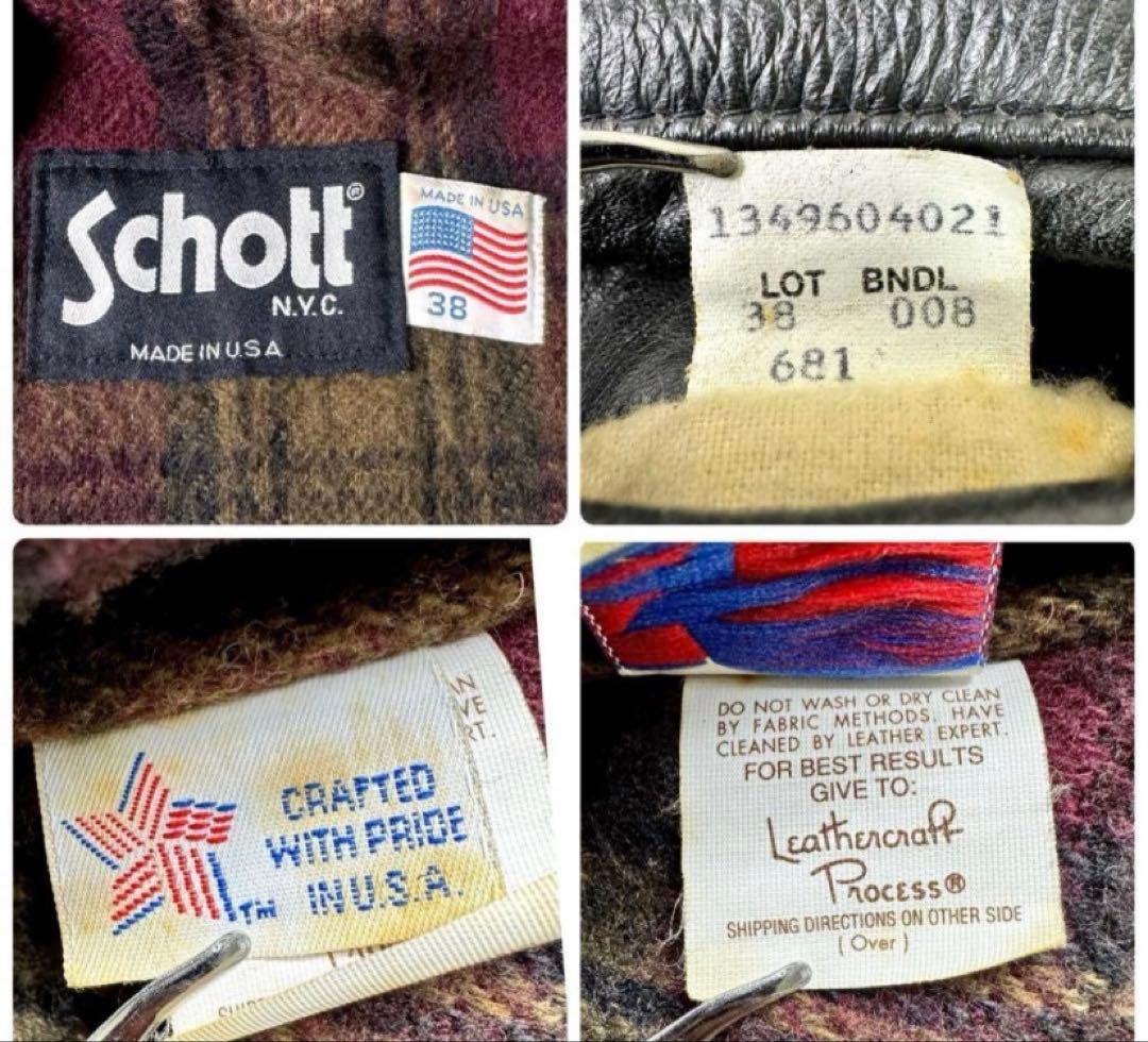 Schott ブラック レザー シングルライダースジャケット