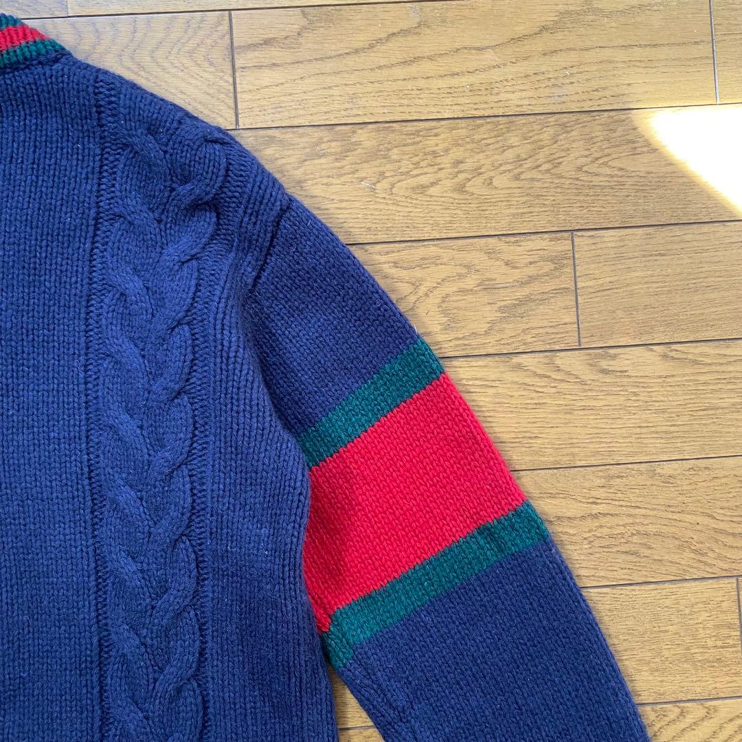 GUCCI ウール ケーブルニットカーディガン 紺 S