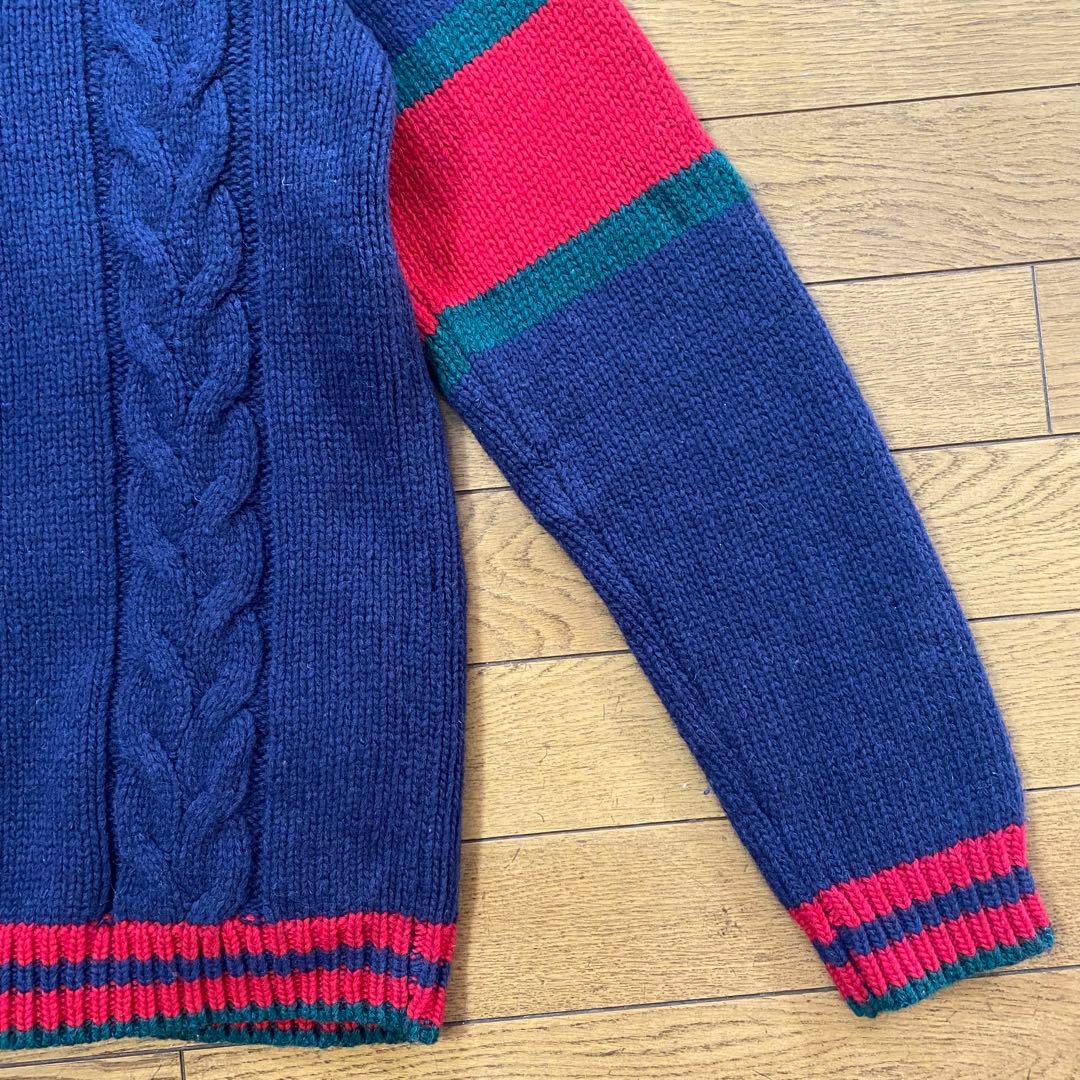 GUCCI ウール ケーブルニットカーディガン 紺 S