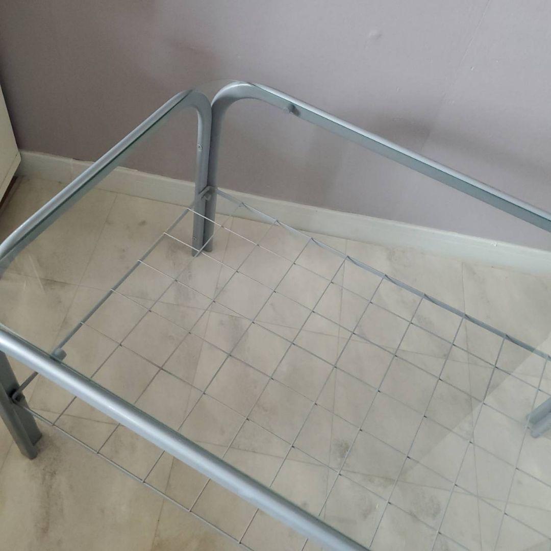 アイリスオーヤマ ガラステーブル レトロ センターテーブル 収納 網棚付き