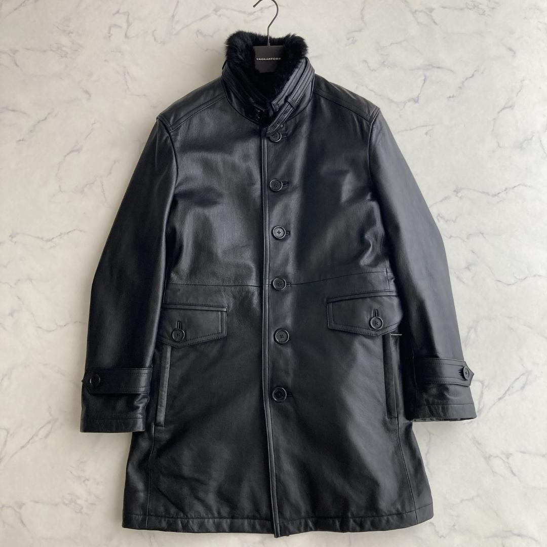 入手不可【ほぼ未使用!!】Ｌ バーバリーブラックレーベル ベルテッドレザーコート