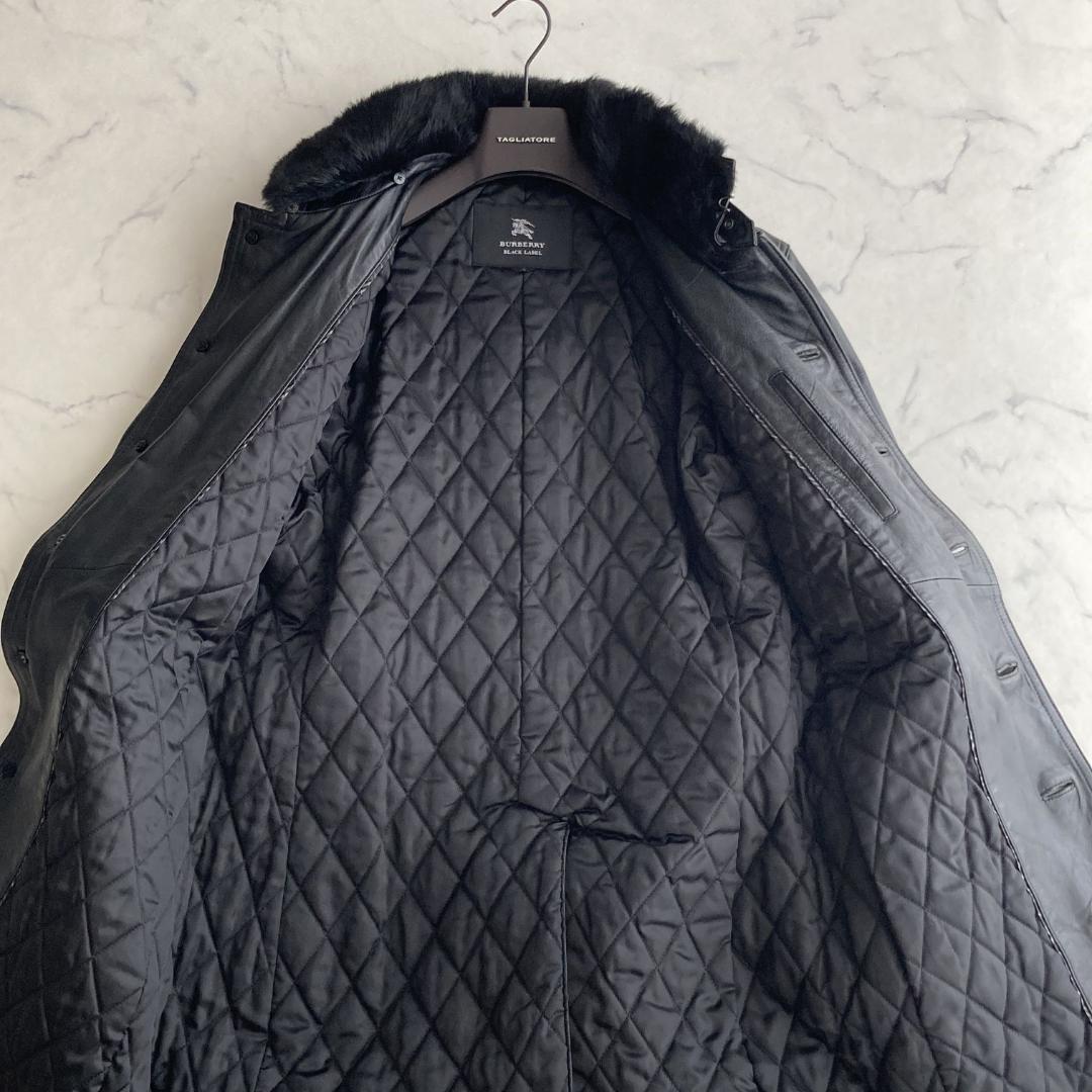 入手不可【ほぼ未使用!!】Ｌ バーバリーブラックレーベル ベルテッドレザーコート
