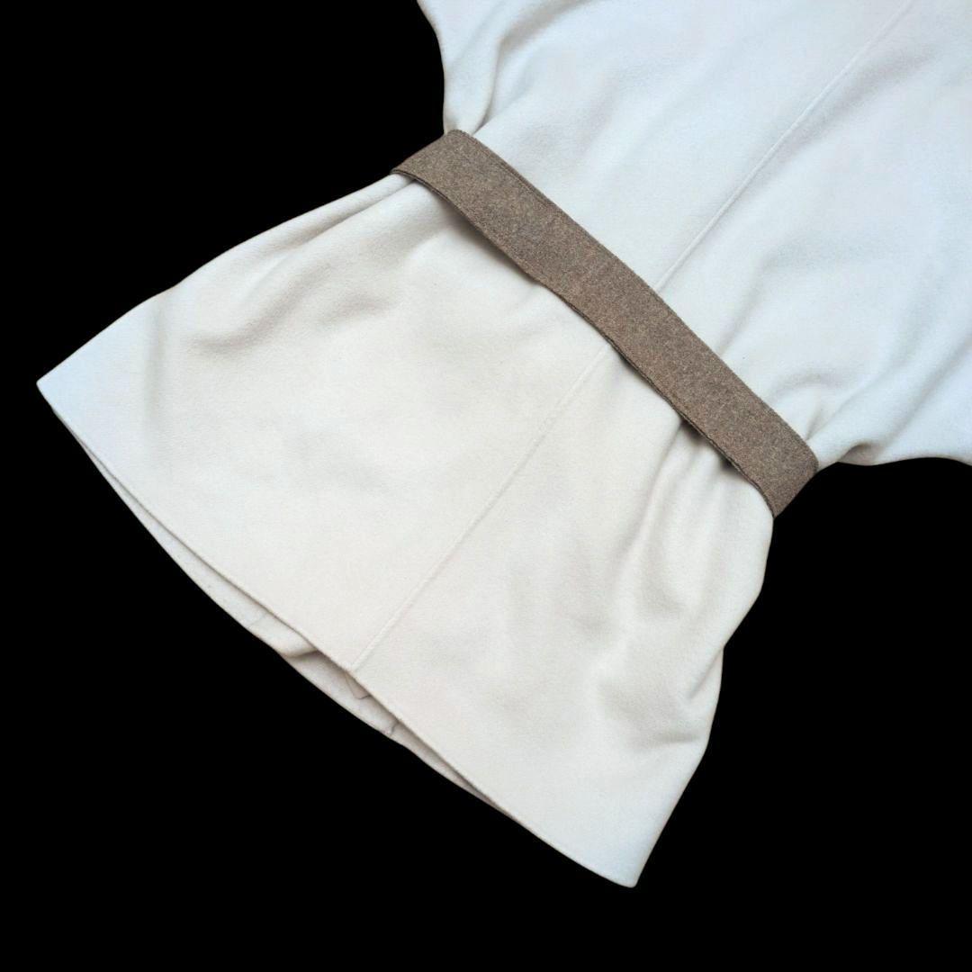 【美品 ベルト付き】モラビト　カシミヤタッチ　ショートスリーブコート　アイボリー