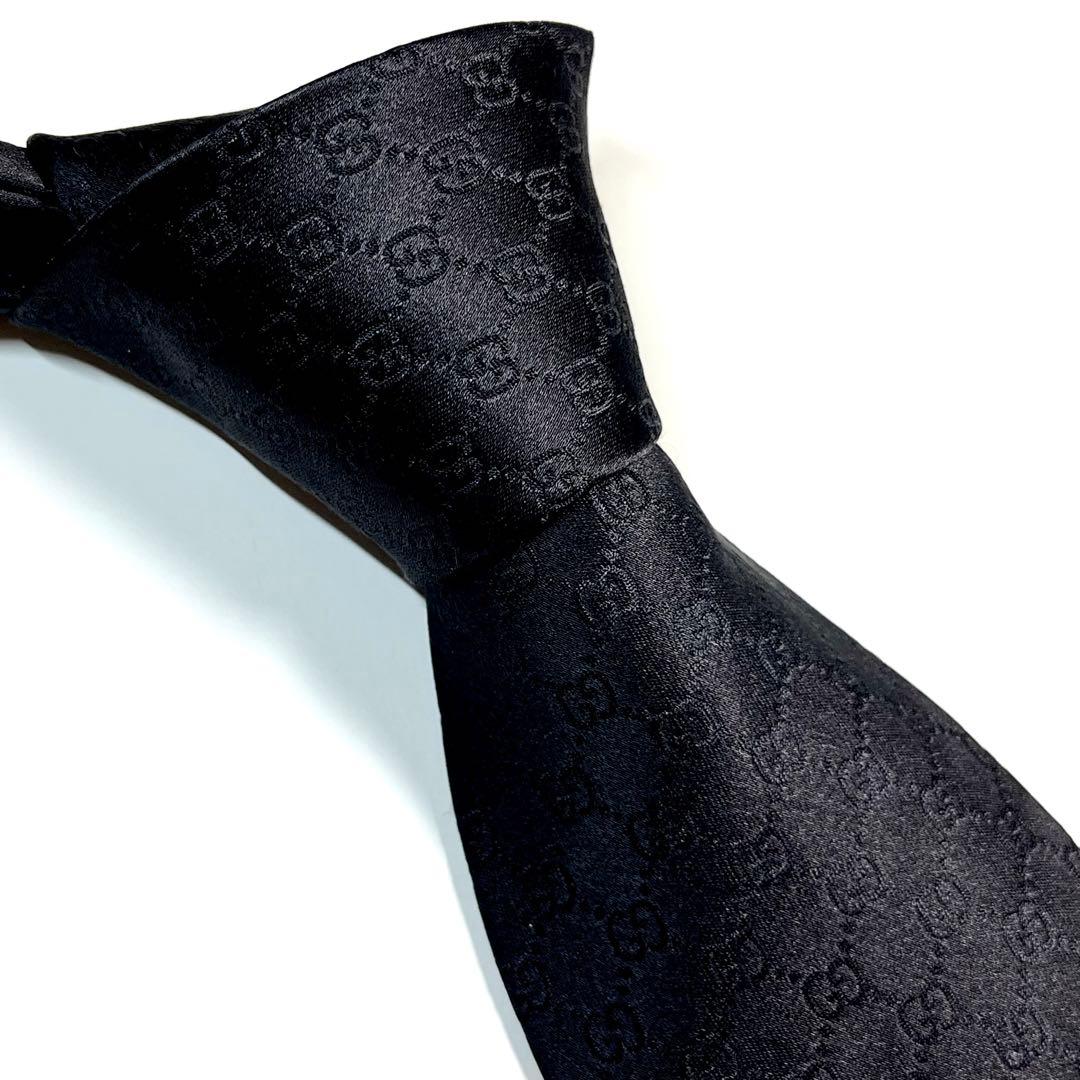 名作✨極美品✨GUCCI ネクタイ 艶あり　GG柄 シェリーライン　ベルト柄