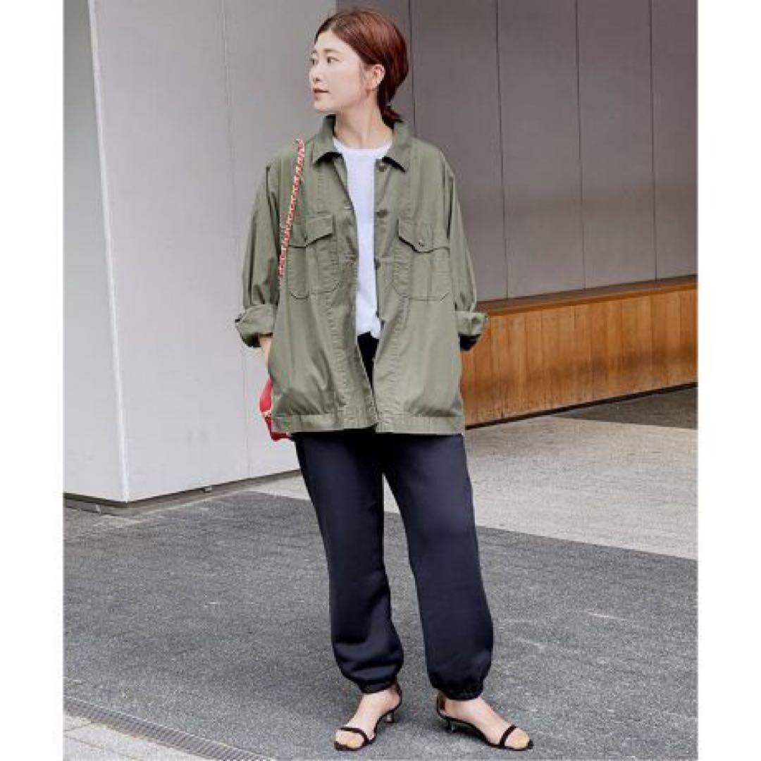 スピック＆スパン　リップストップミリタリーシャツブルゾン　カーキ　ベイクルーズ