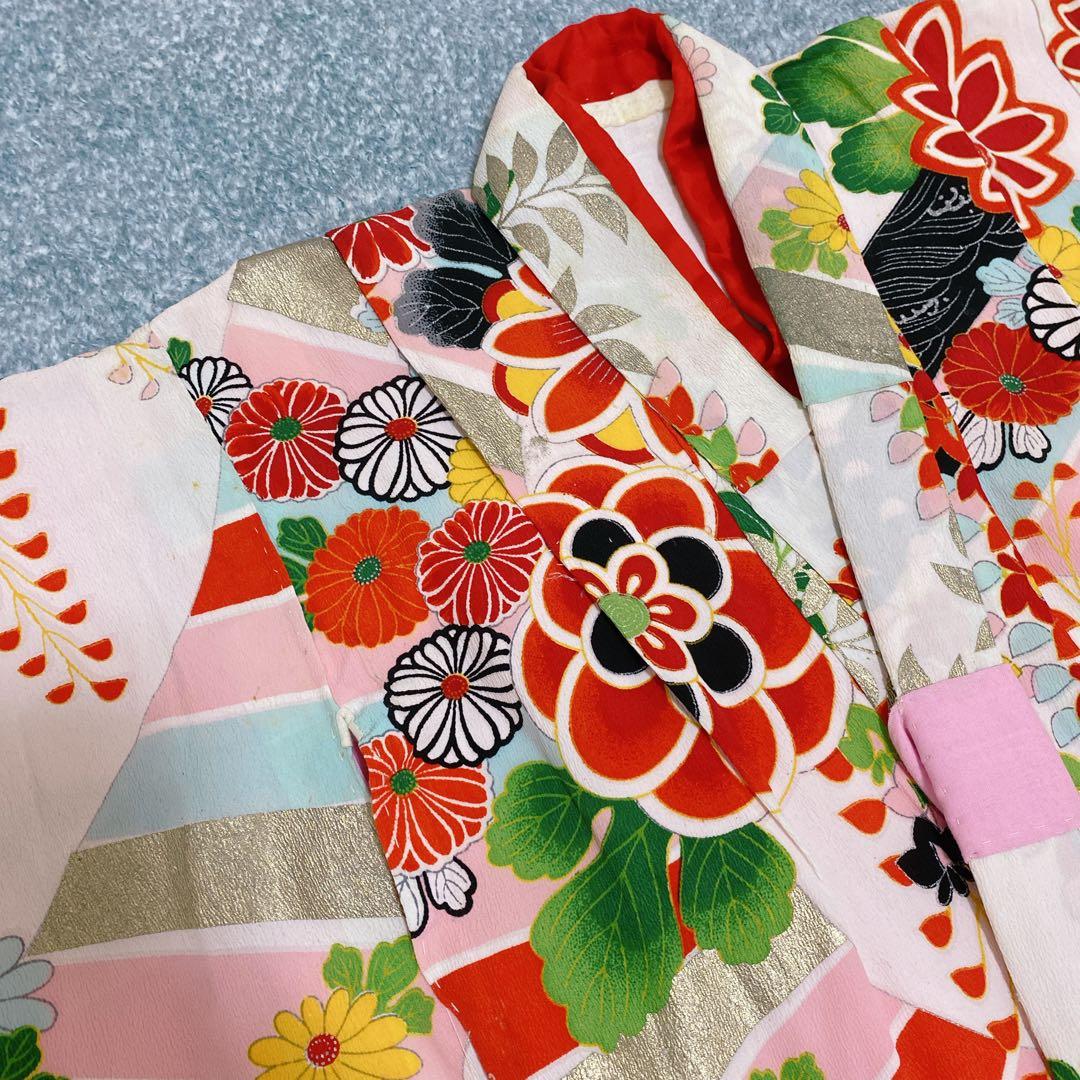 七五三 5歳 6歳 小さめ7歳 アンティーク 着物 帯 バッグ 草履 セット