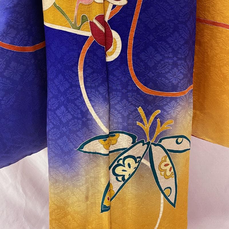 508ag51◎七五三 七歳 女児 アンティーク着物&開き帯&長襦袢 瑠璃色◎