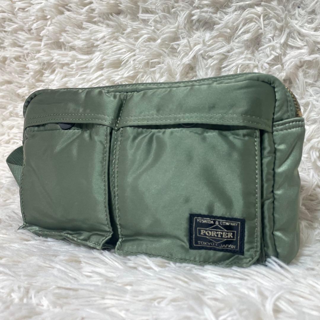 【極美品】ポーター タンカー ボディバッグ ウエストポーチ セージグリーン