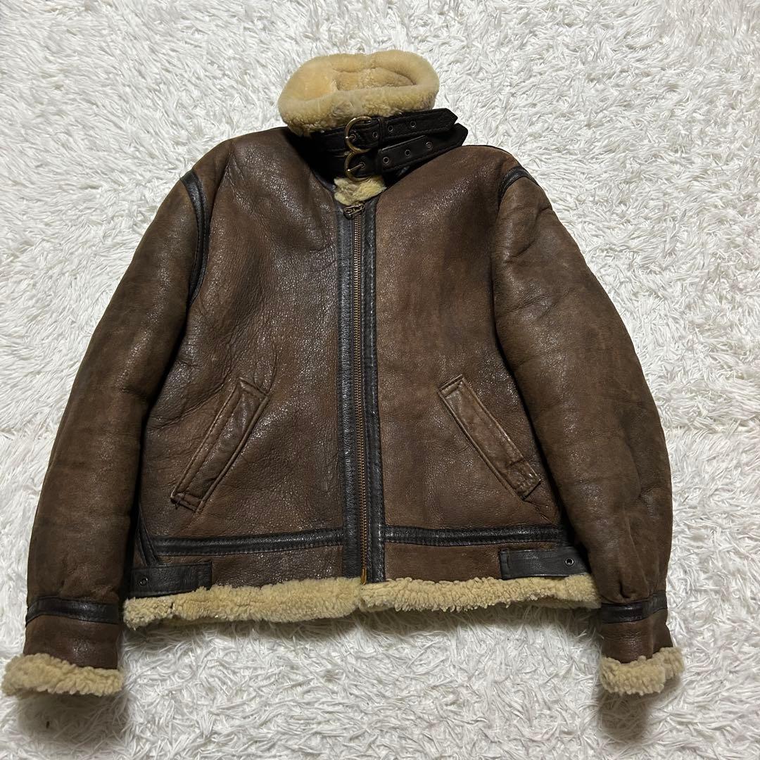 【XL】極暖 ショット　ムートン　フライトジャケット　B-3 ボア　ブラウン