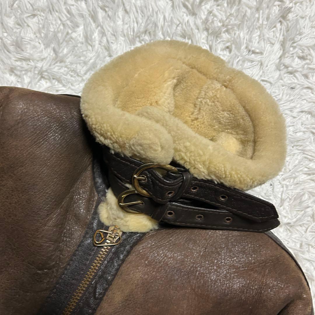 【XL】極暖 ショット　ムートン　フライトジャケット　B-3 ボア　ブラウン