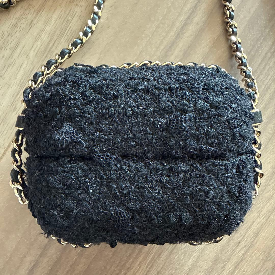 【美品】CHANEL チェーンストラップ付き マトラッセAirPodsケース