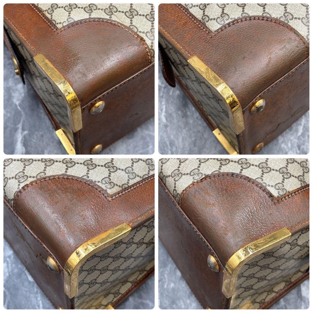 ✨美品✨GUCCI GG ボストンバッグ ハンド ブラウン レザー ロゴ 金具