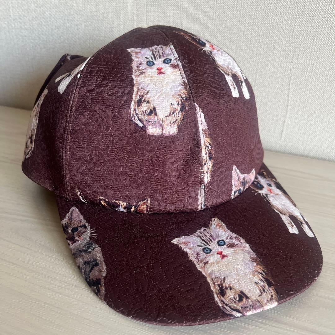【CA4LA】猫柄 ベースボールキャップ ブラウン