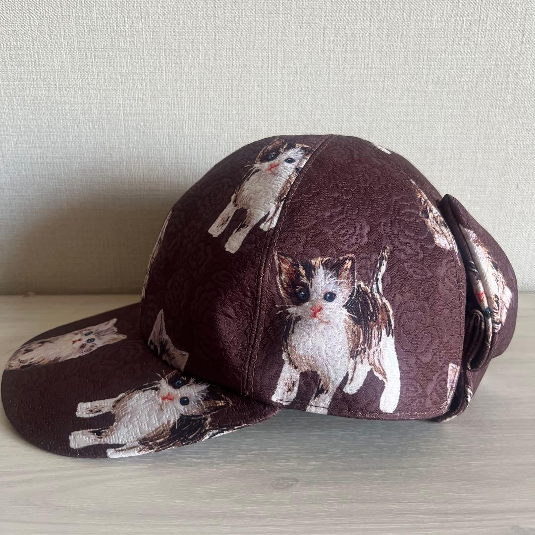 【CA4LA】猫柄 ベースボールキャップ ブラウン